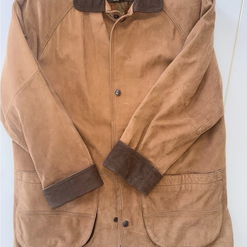 G-III Brown Vintage 100% Leather Suede Barn Jacket Hunting / Country Style Large - Picture 15 of 15